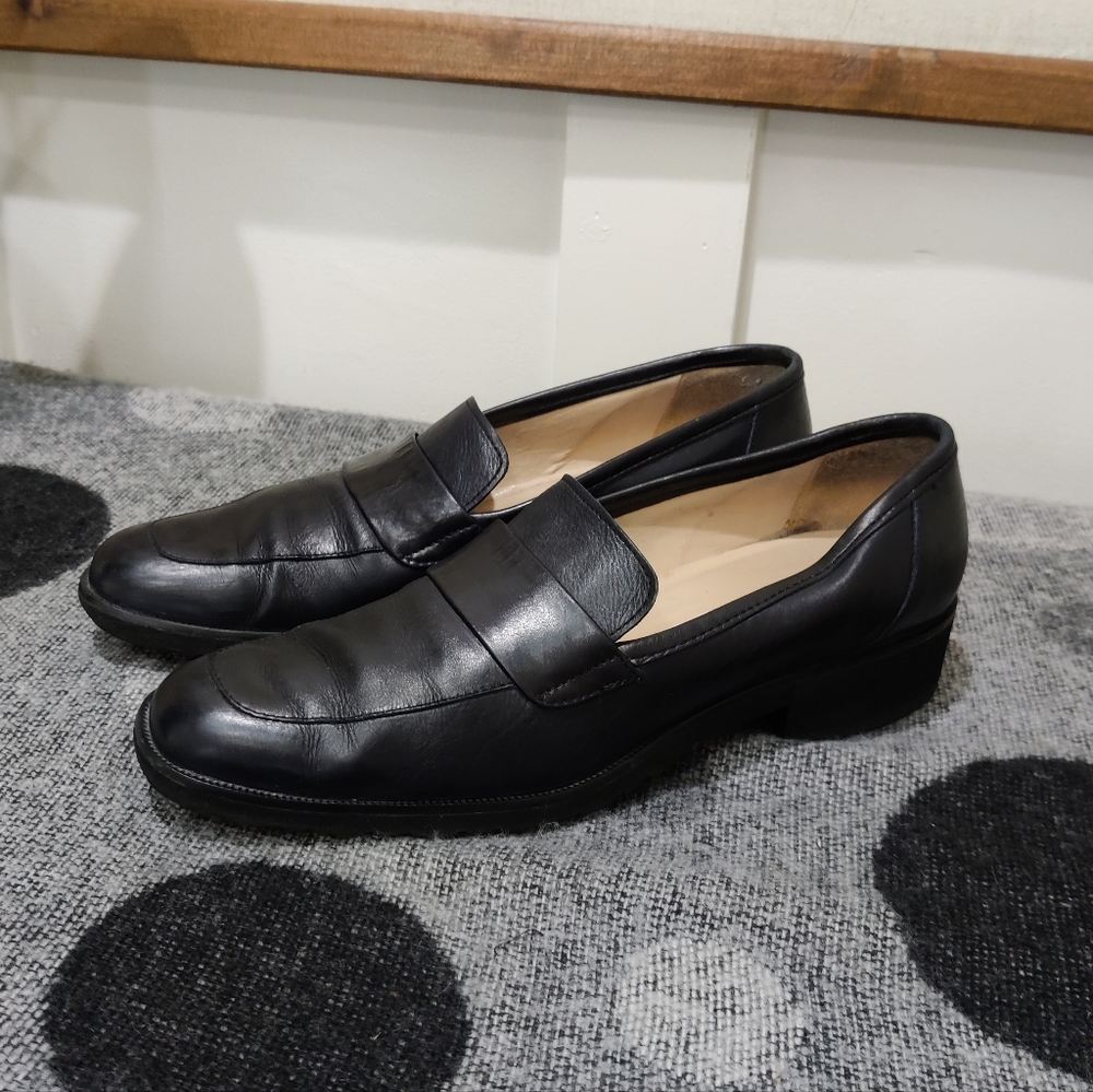 Enzo Angiolini Black Leather Loafers | Classic Low Heel | Women’s Slip-On Shoes